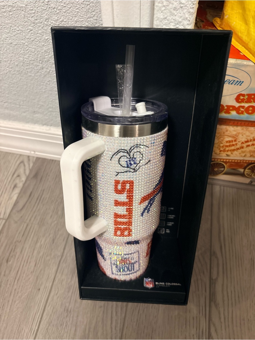 NFL Buffalo Bills Rhinestone Tumbler - White, Red, Blue - Picture 3 of 4